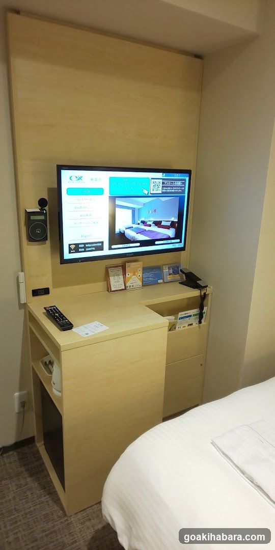 Hotel Room Interior with TV and Desk