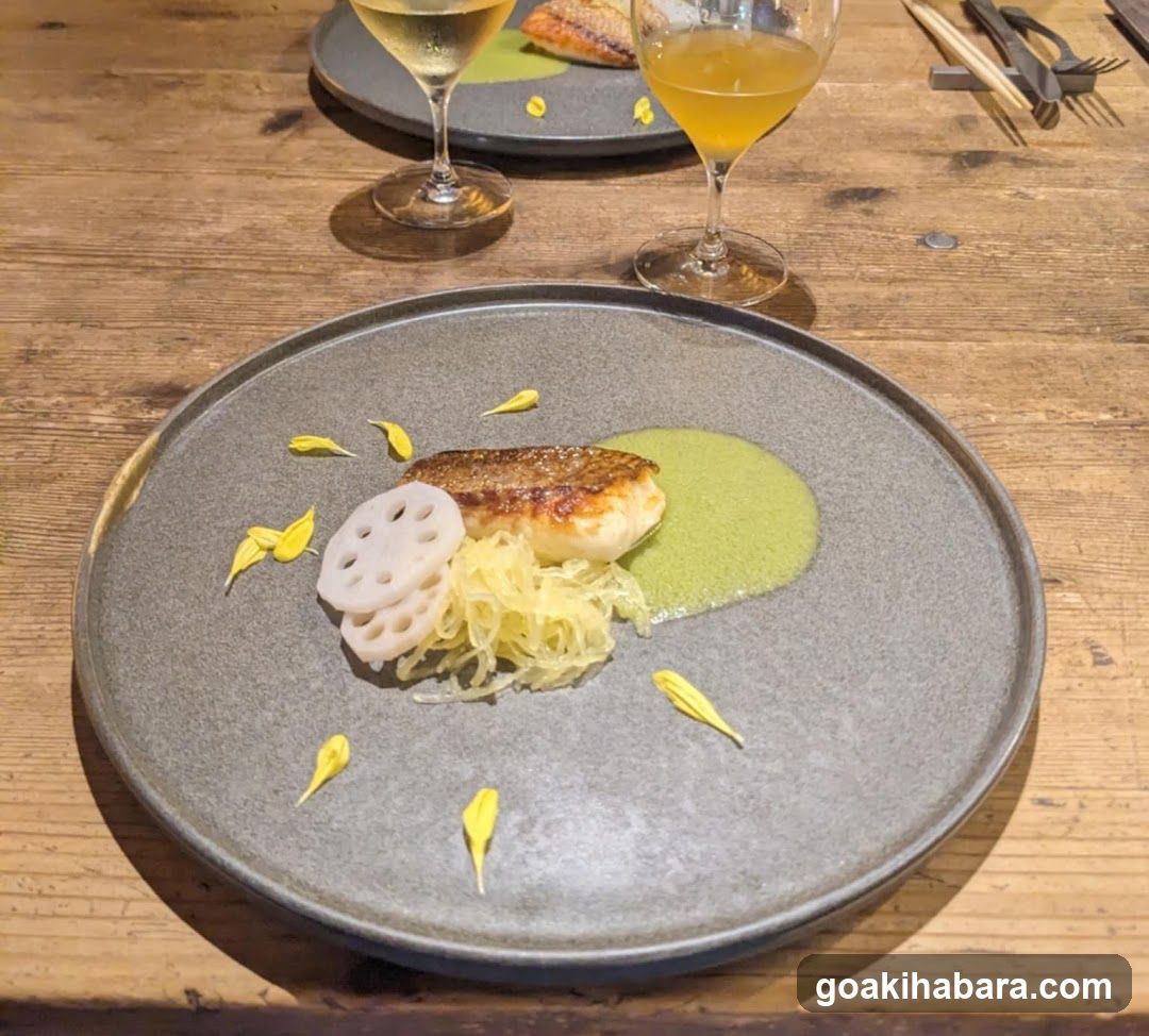 Grilled Fish with Lotus Root and Green Sauce