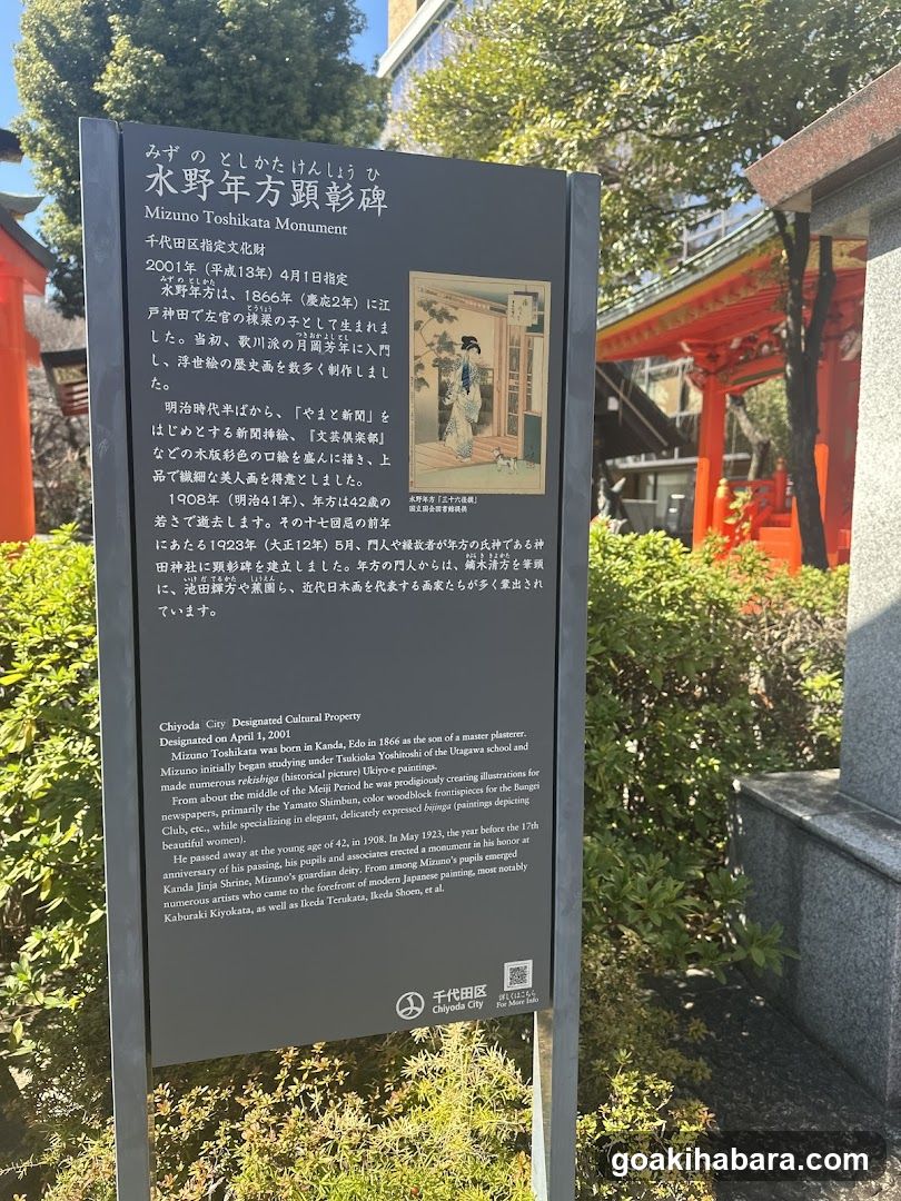 浮世絵師水野年方顕彰碑