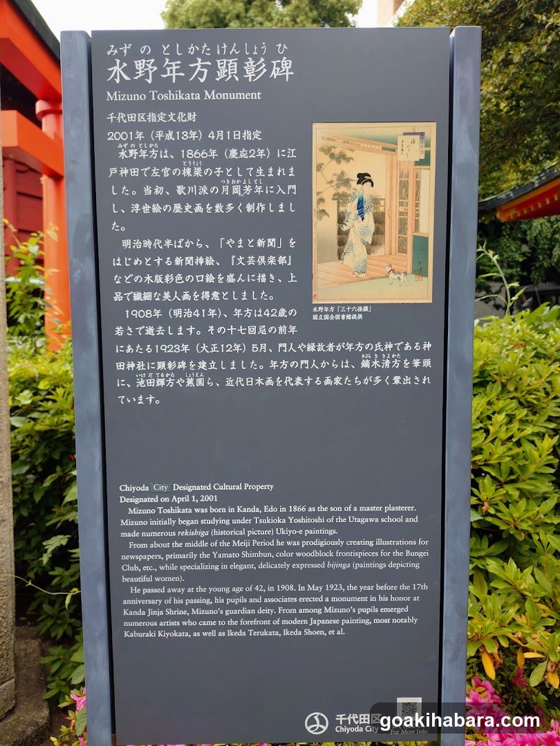 浮世絵師水野年方顕彰碑