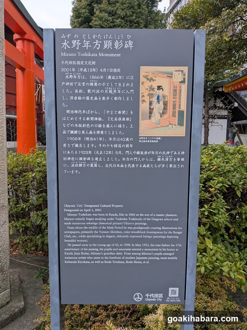 浮世絵師水野年方顕彰碑