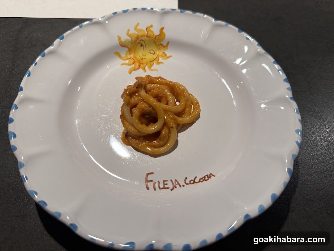Plate with Pasta and Sun Drawing