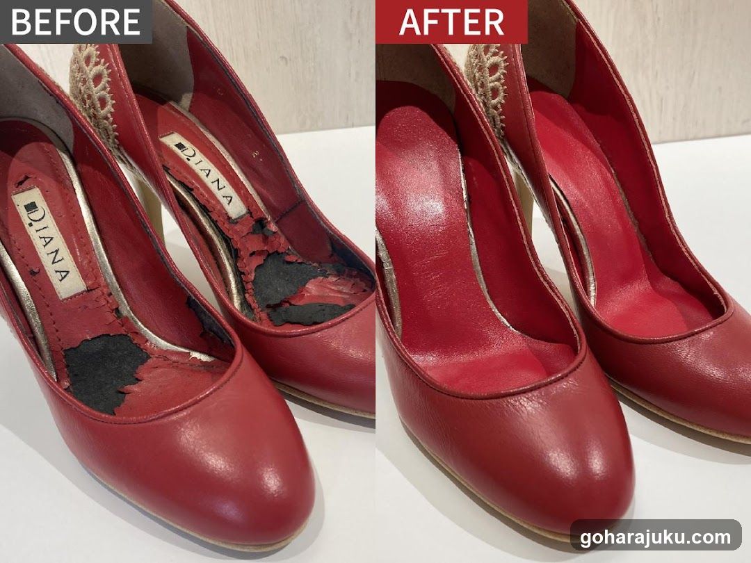 Red High Heels Restoration Before and After