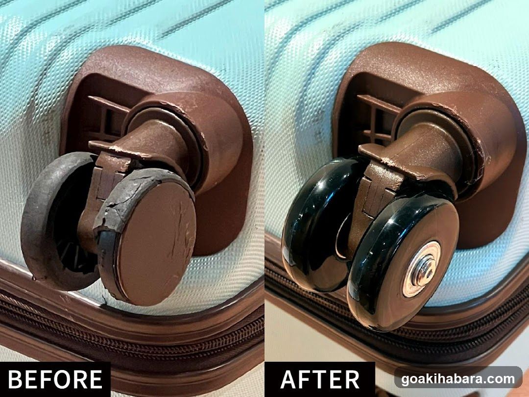 Suitcase Wheel Repair Before and After