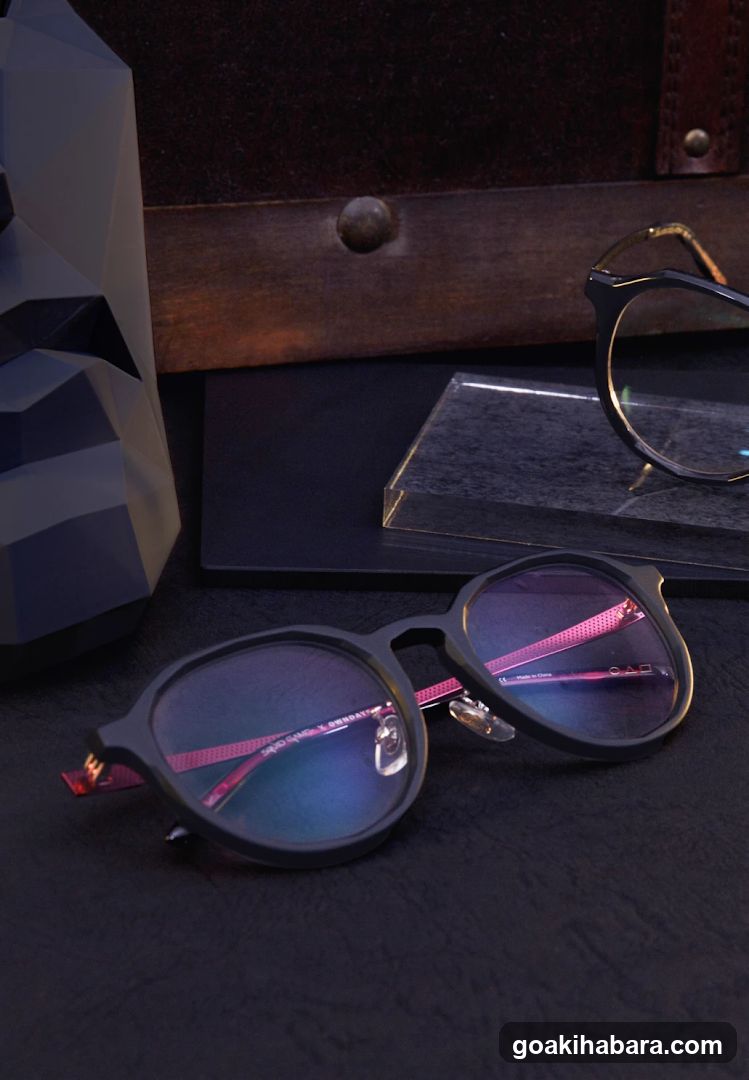 Glasses on a dark surface