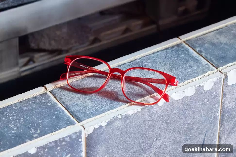 Red Glasses on Tiles