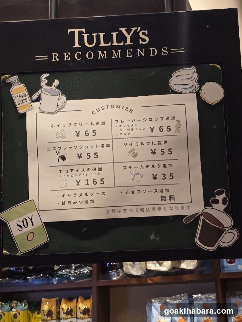 Tully's Recommends Menu Board