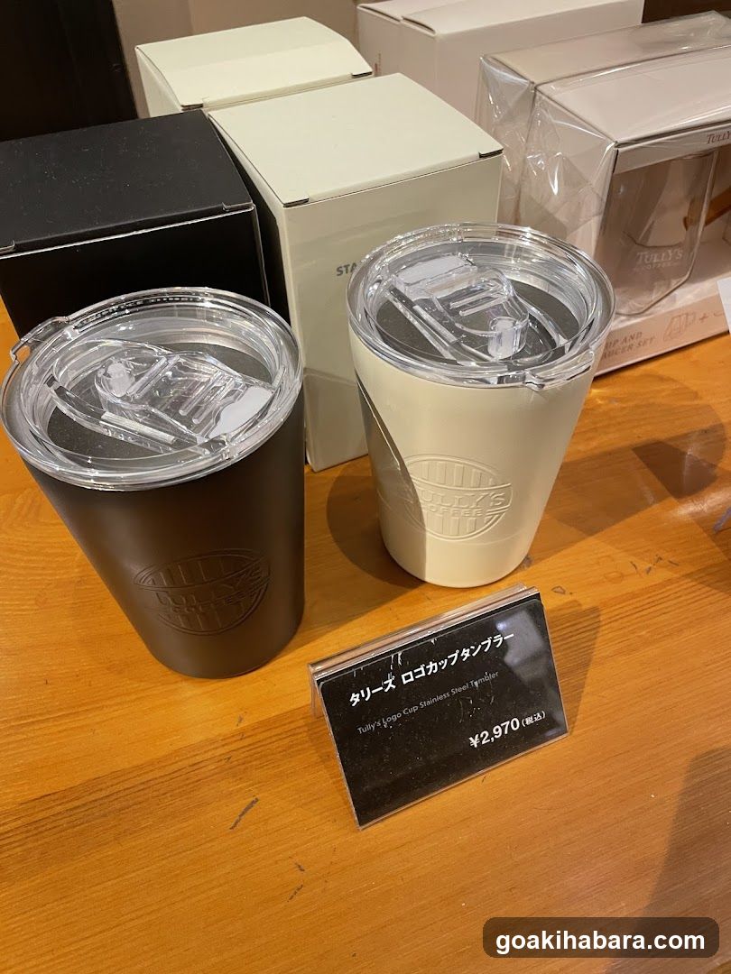Tully's Logo Cup Stainless Steel Tumbler Display