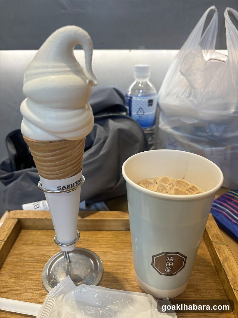 Soft-serve ice cream and iced coffee