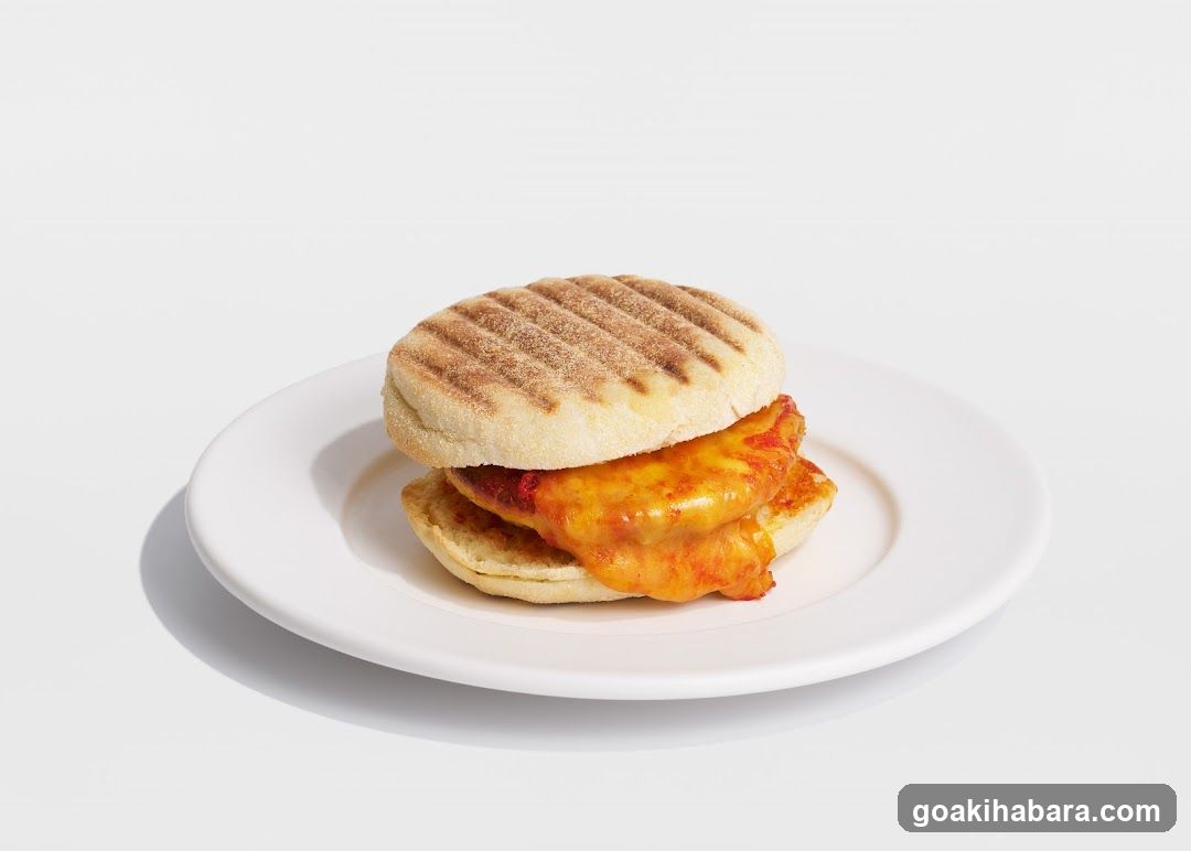 Grilled English Muffin Sandwich with Cheese and Sauce