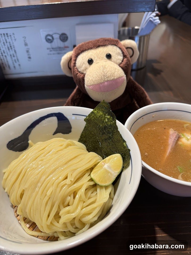 Monkey plush with ramen and soup