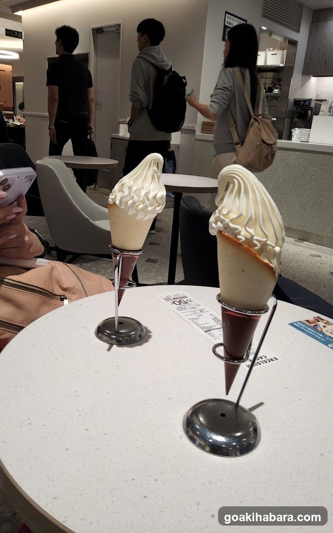 Ice cream cones in a cafe interior