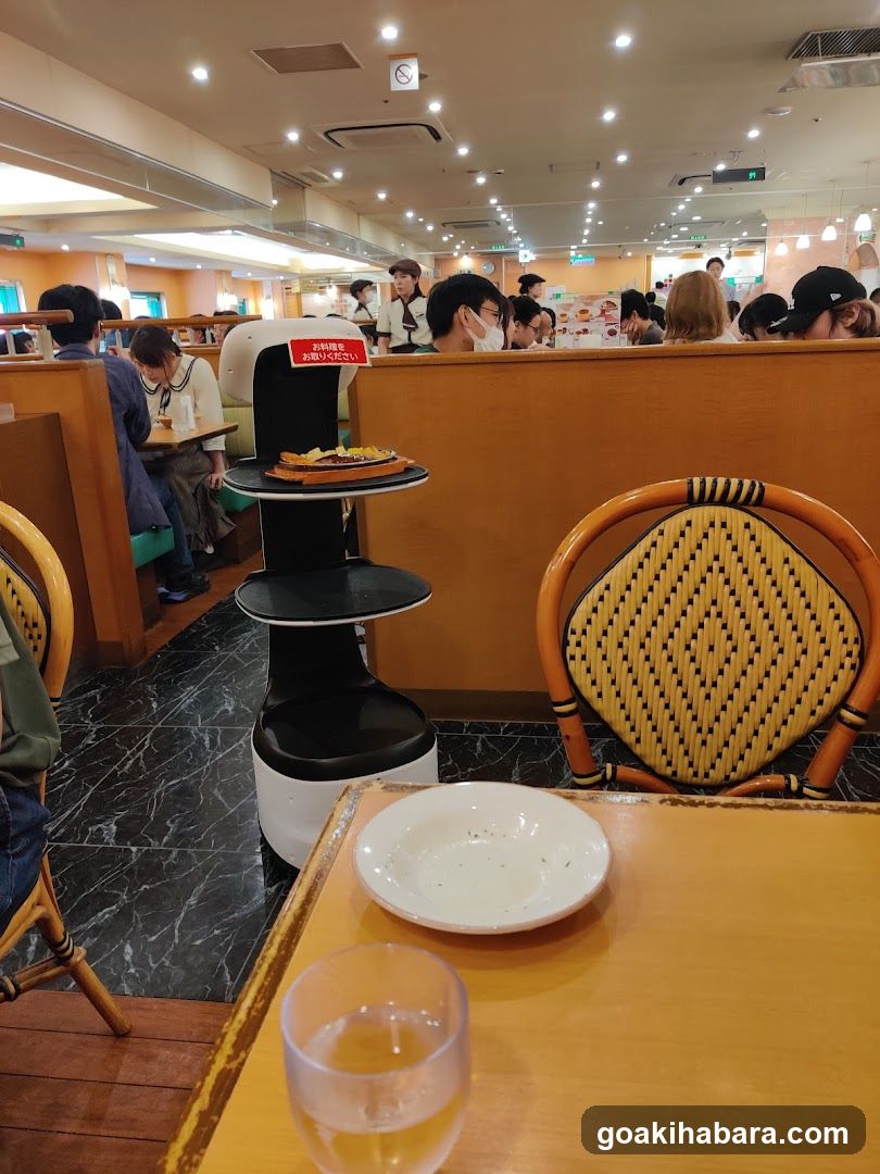 Restaurant Interior with Service Robot