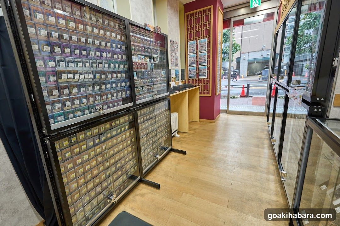 Interior of a shop with glass display cabinets