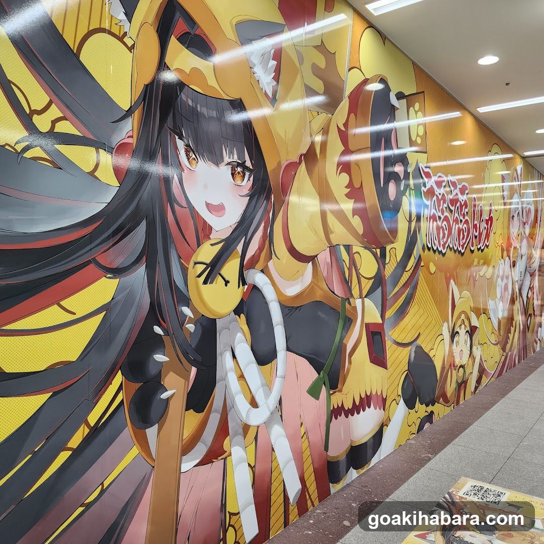 Anime-style wall mural in public space