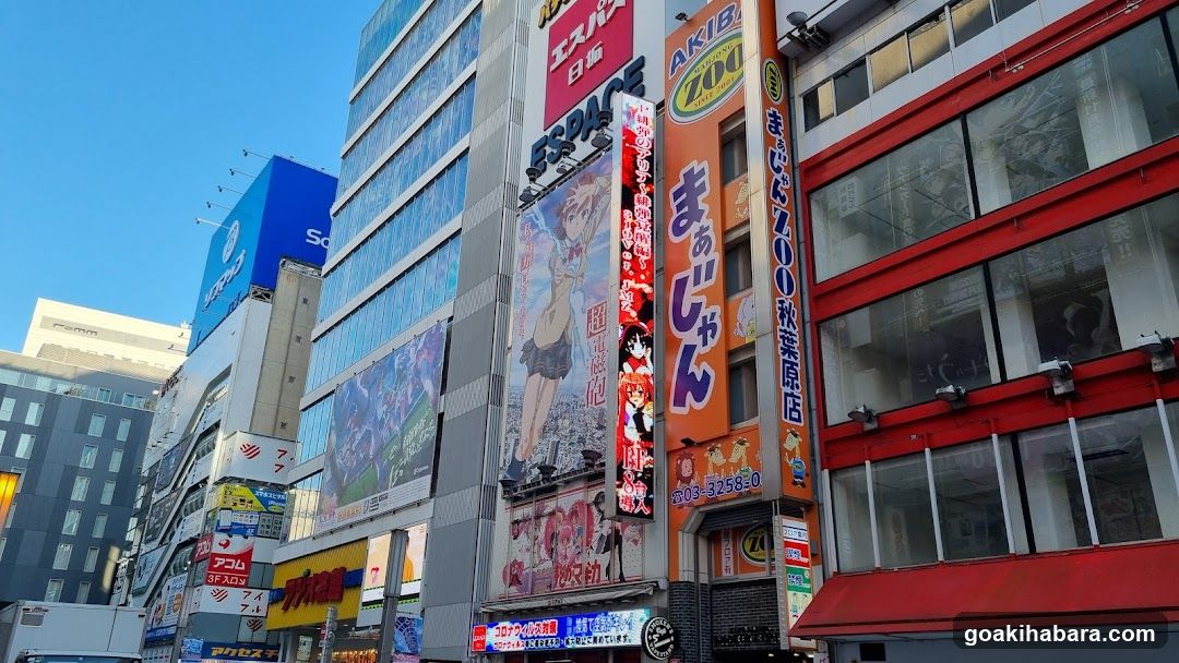 Urban Street Scene with Storefronts and Billboards
