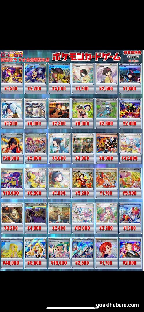 Pokemon Card Game Price List