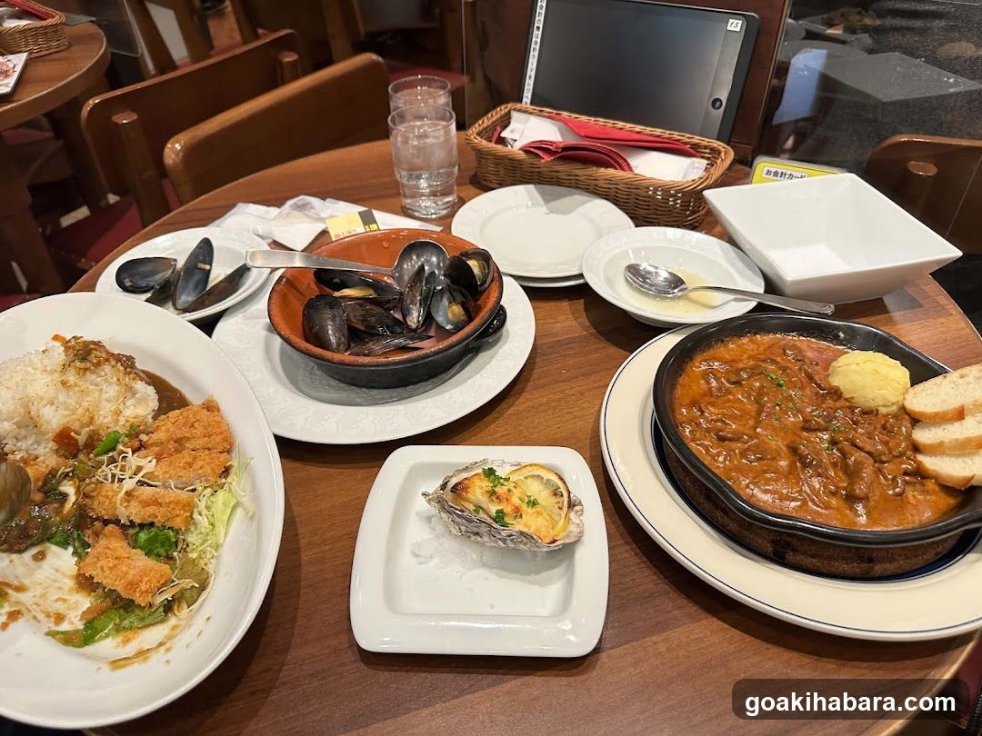 Dining Table with Seafood and Curry