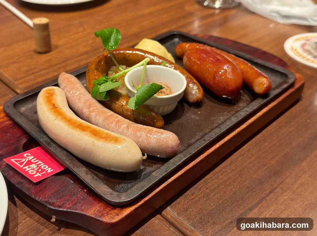 Sausage Platter on Wooden Tray