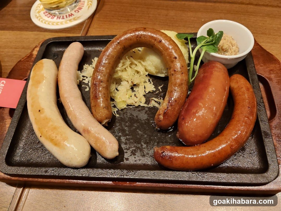 Sausage Platter with Sauerkraut and Mustard