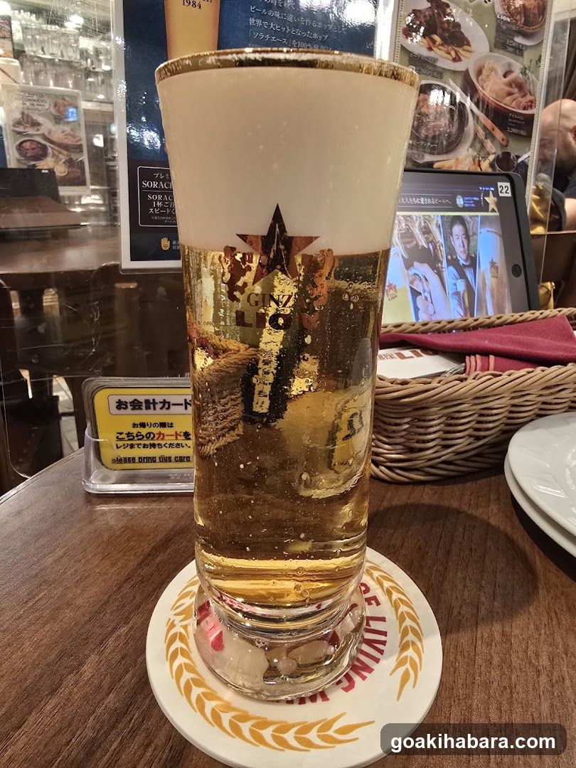 Beer Glass at Restaurant Table