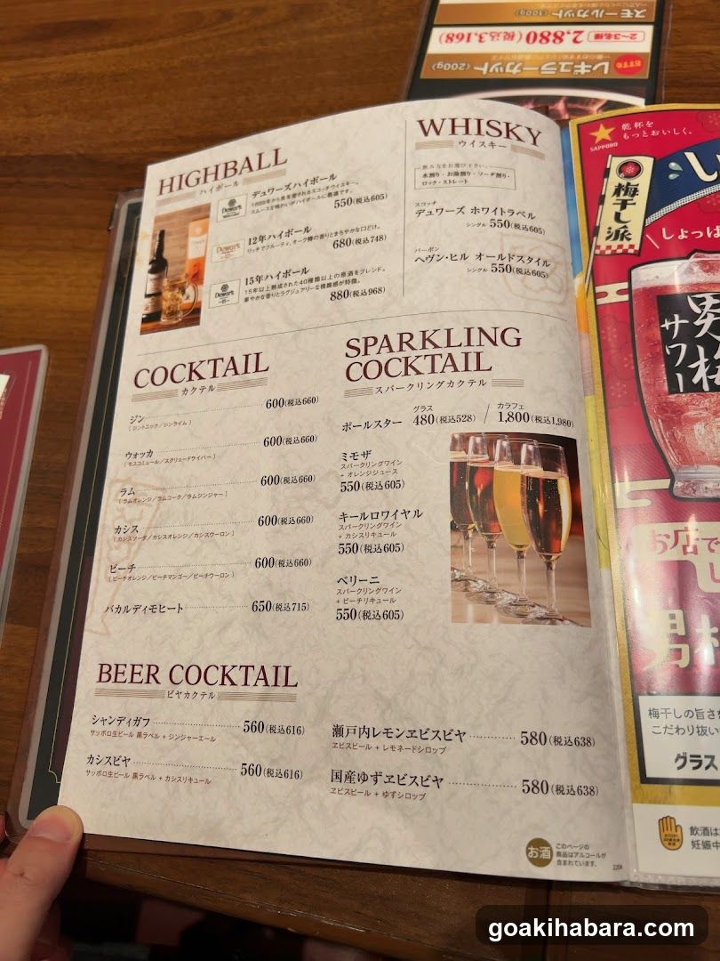 Japanese Drink Menu