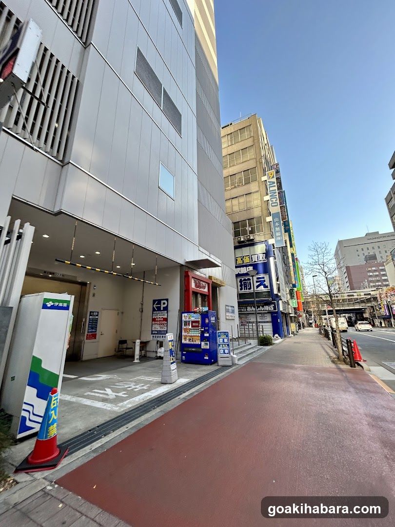 Urban Street Scene with Building Entrance and Signage