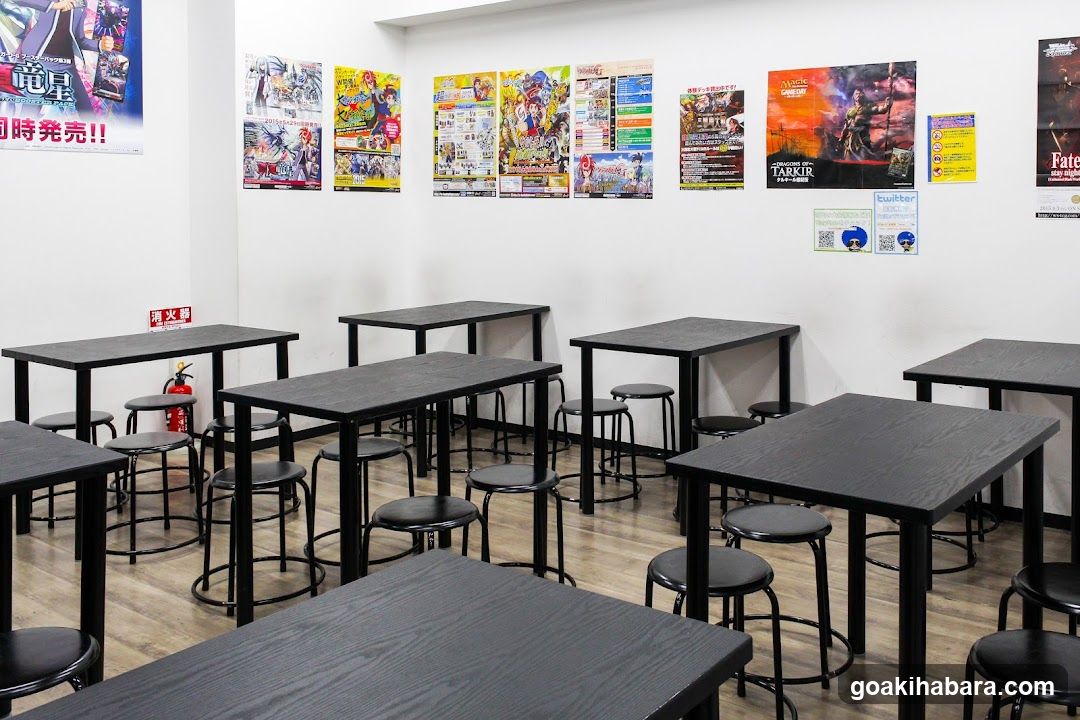 Anime-themed dining area interior