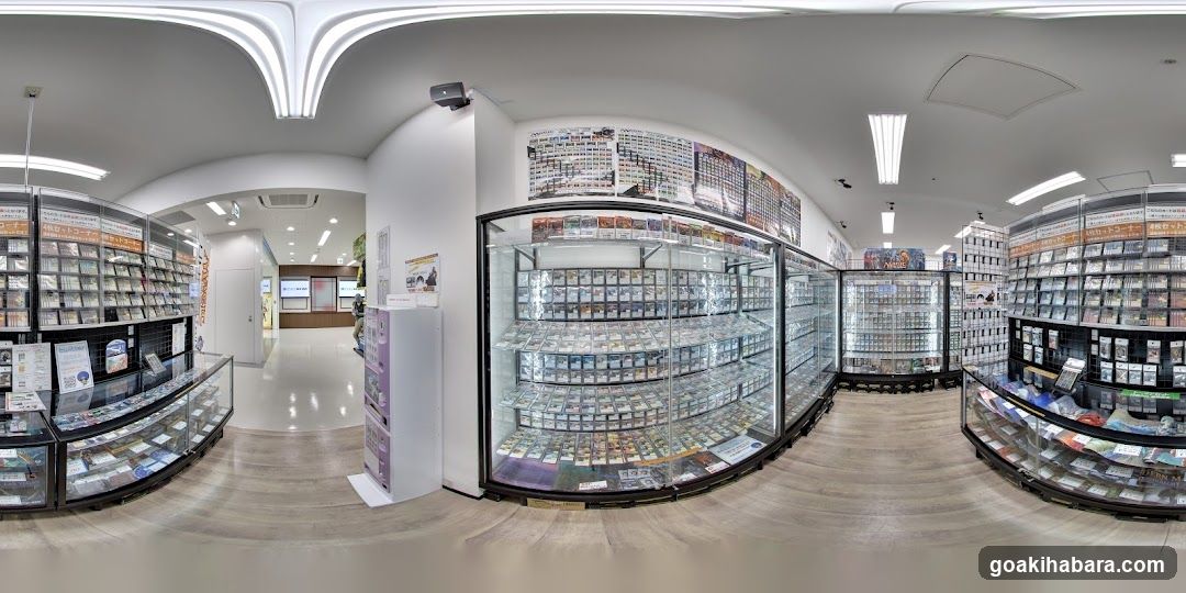 Interior of a store with glass display cases