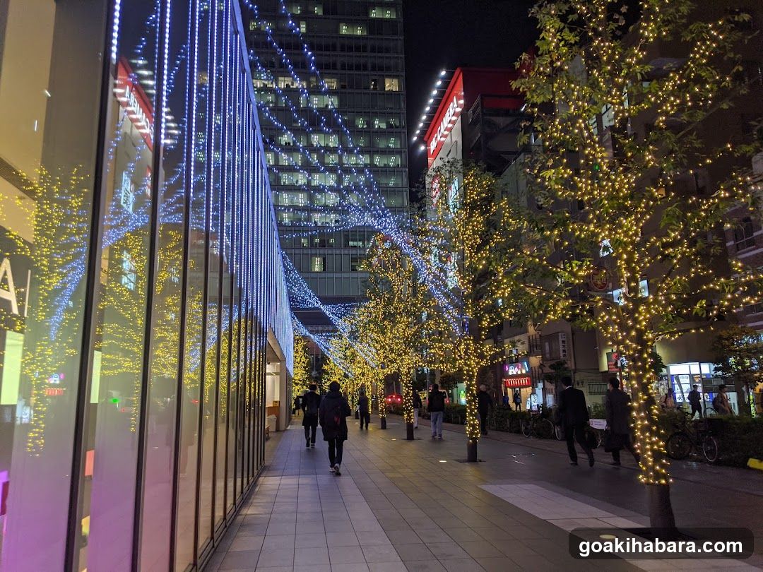 Night Street with Festive Lights