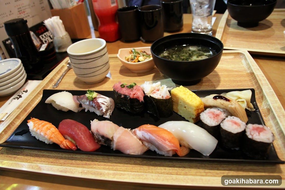 Sushi Platter with Soup and Condiments
