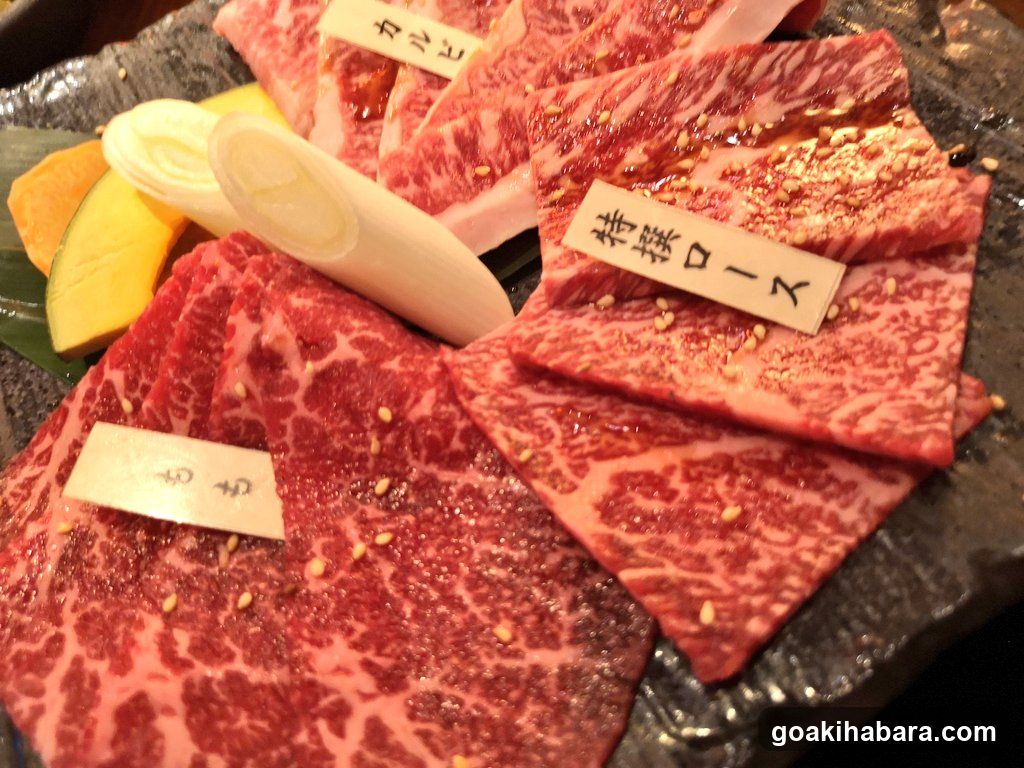 Japanese Beef Platter with Seasoning and Garnishes