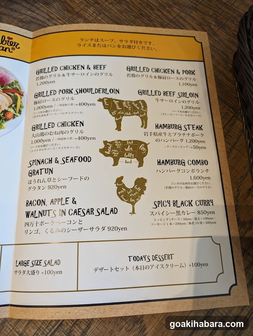 Grilled Chicken & Beef Menu