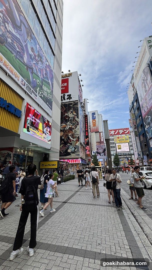 Busy Urban Street Scene with Shops and Billboards