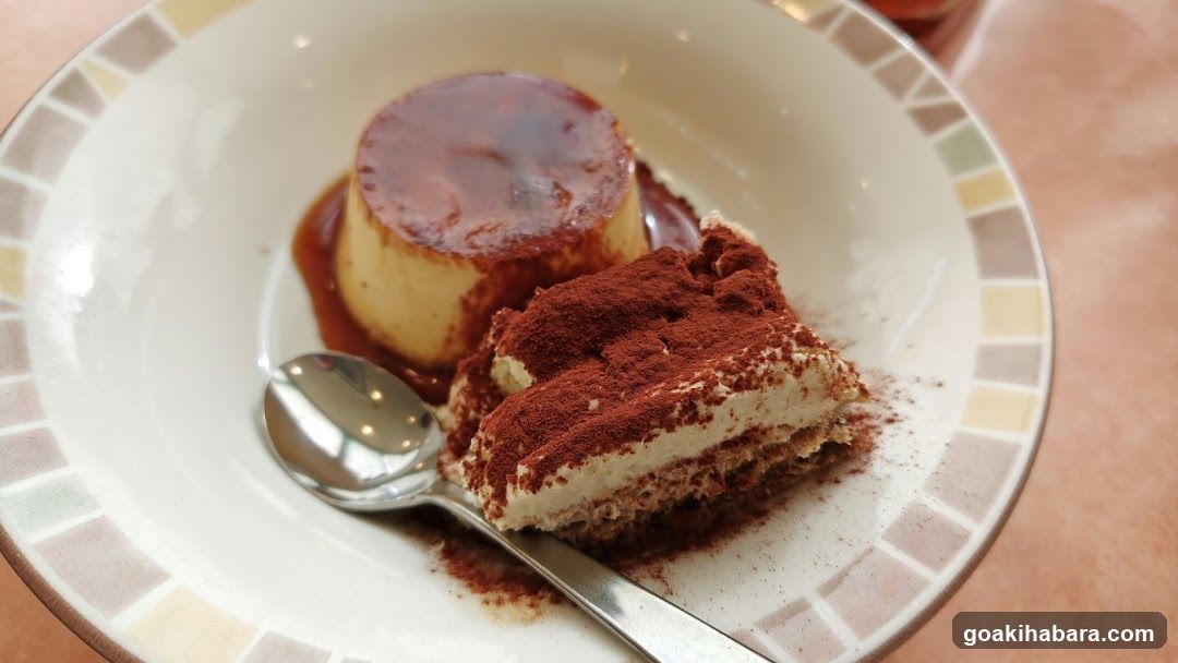 Dessert Plate with Pudding and Tiramisu