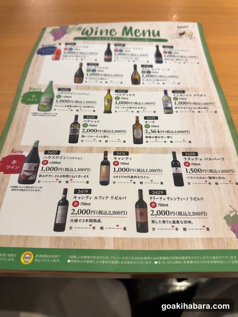 Wine Menu