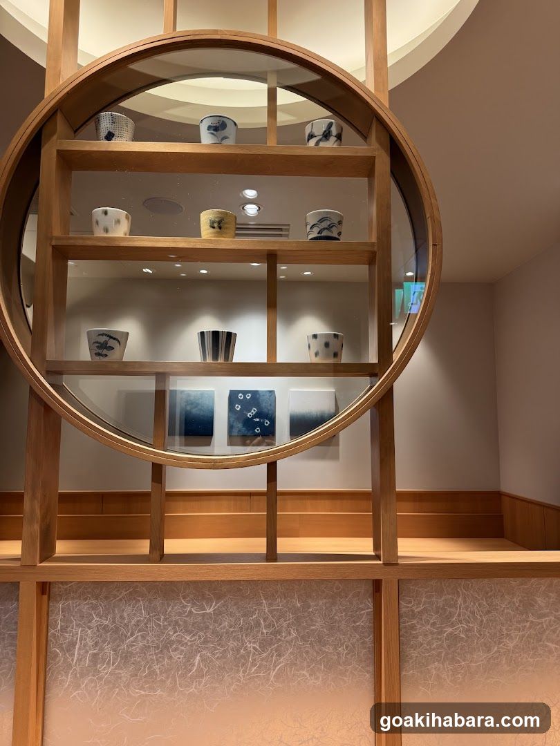 Interior Display Shelf with Ceramics and Artwork