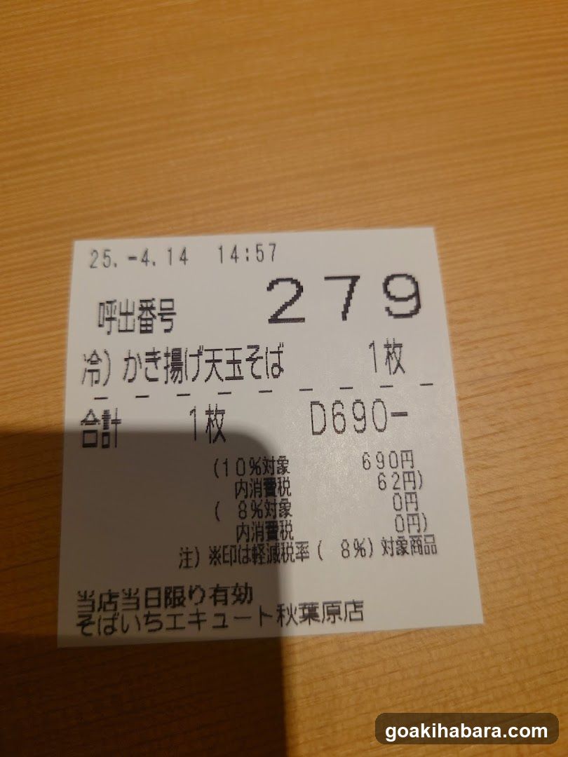 Receipt of a cold dish
