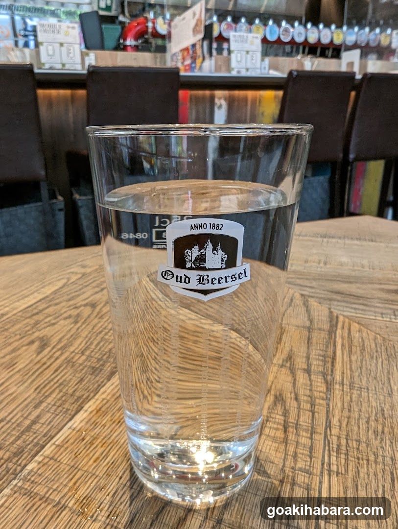 Beer glass on wooden table