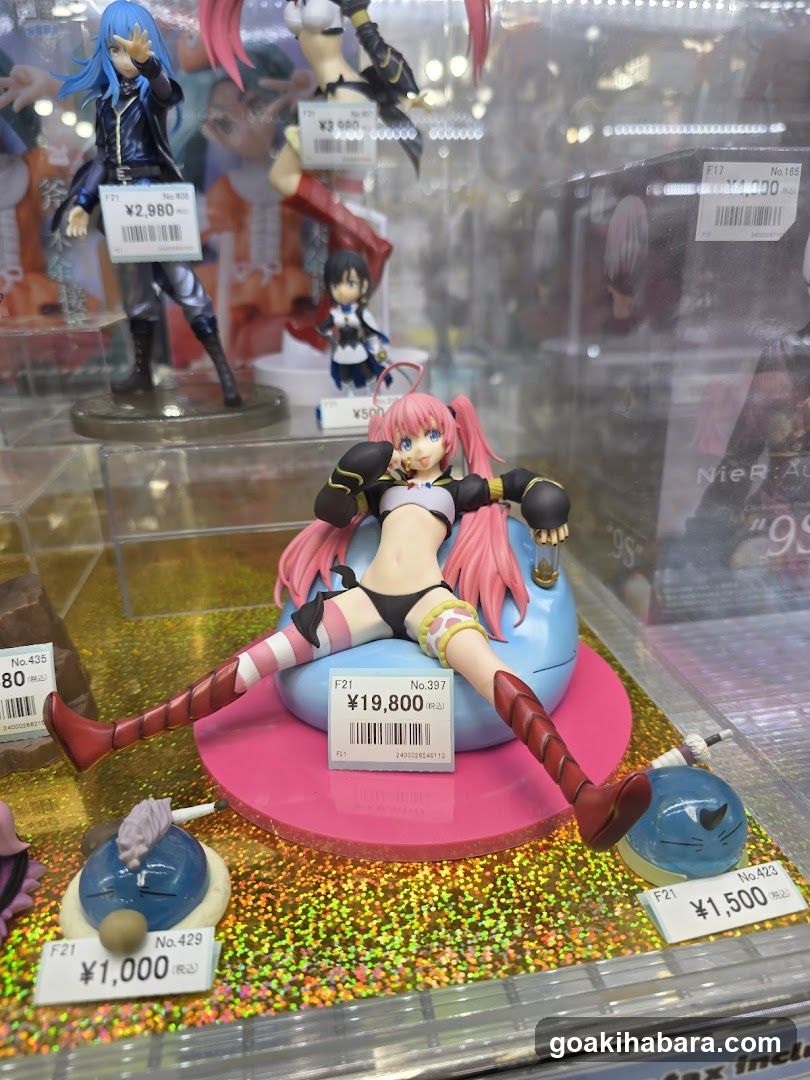 Figure display case in store