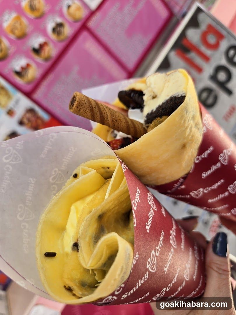 Crepes with Ice Cream and Wafers