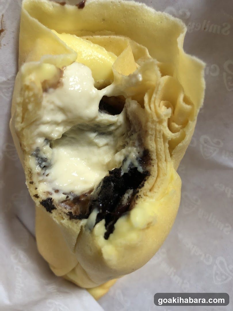 crepe with cream and chocolate filling