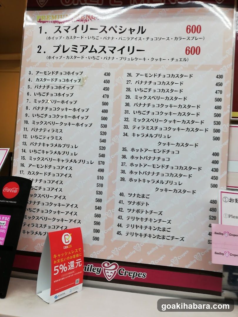 Smile Crepes Menu Board