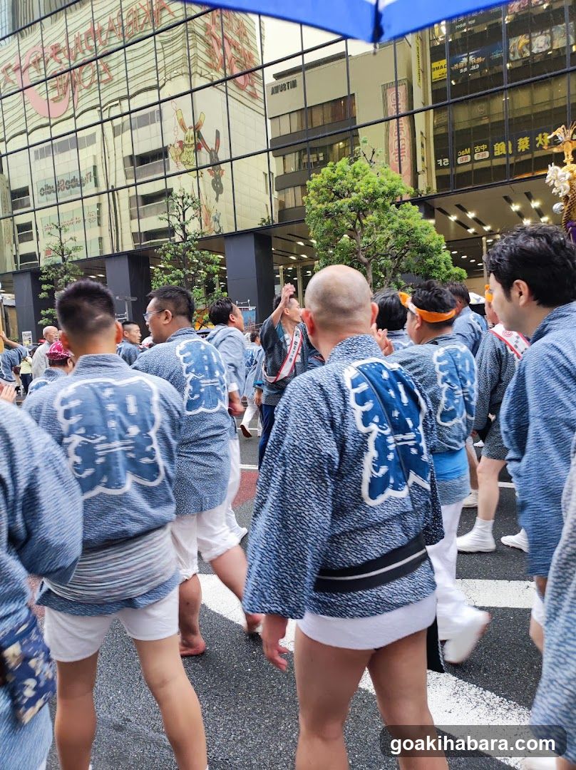 Festival Participants in Blue Kimonos