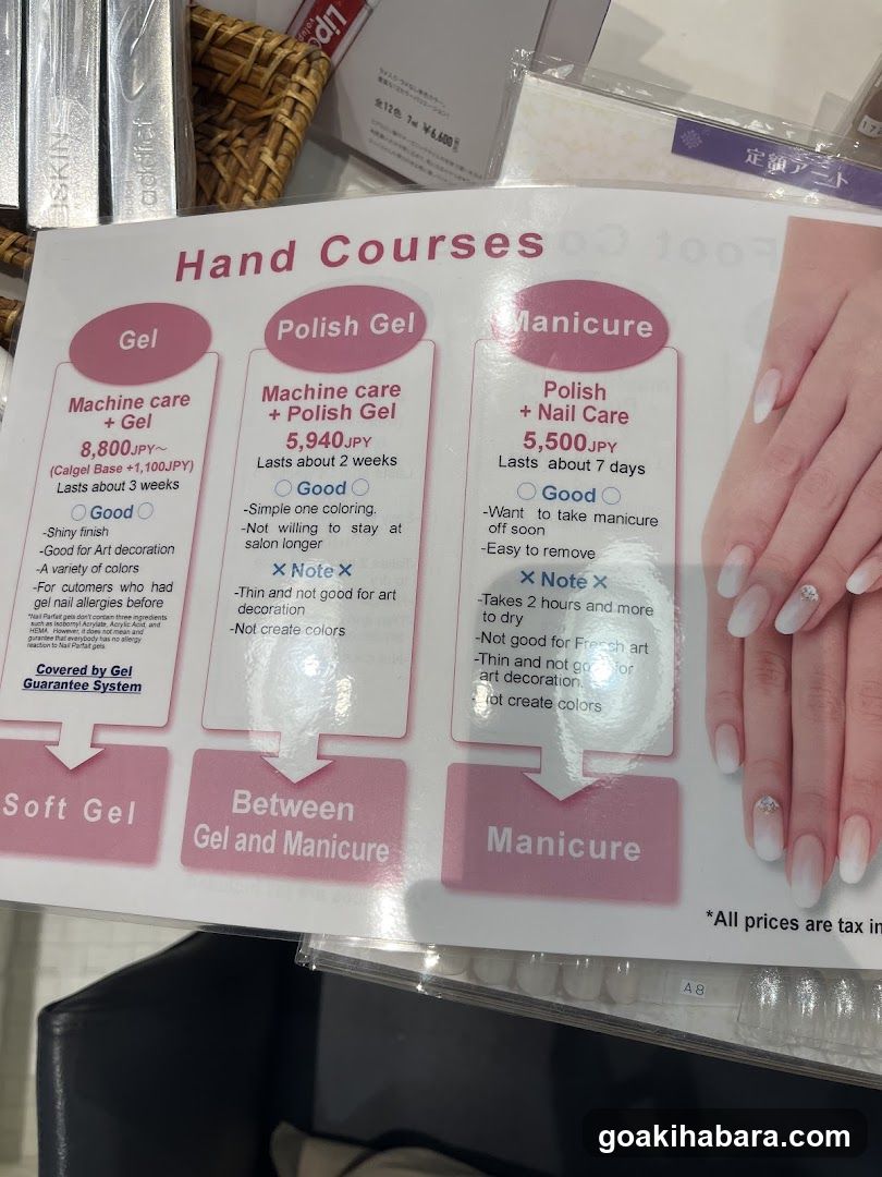 Hand Courses Price List