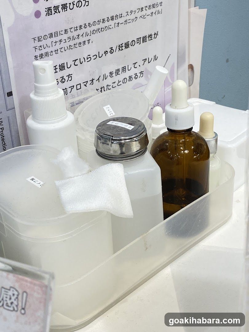 Product display with bottles and containers