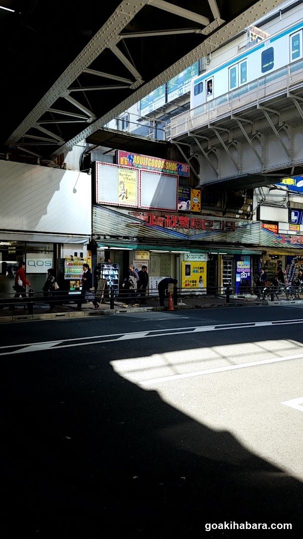 Street scene with train overhead