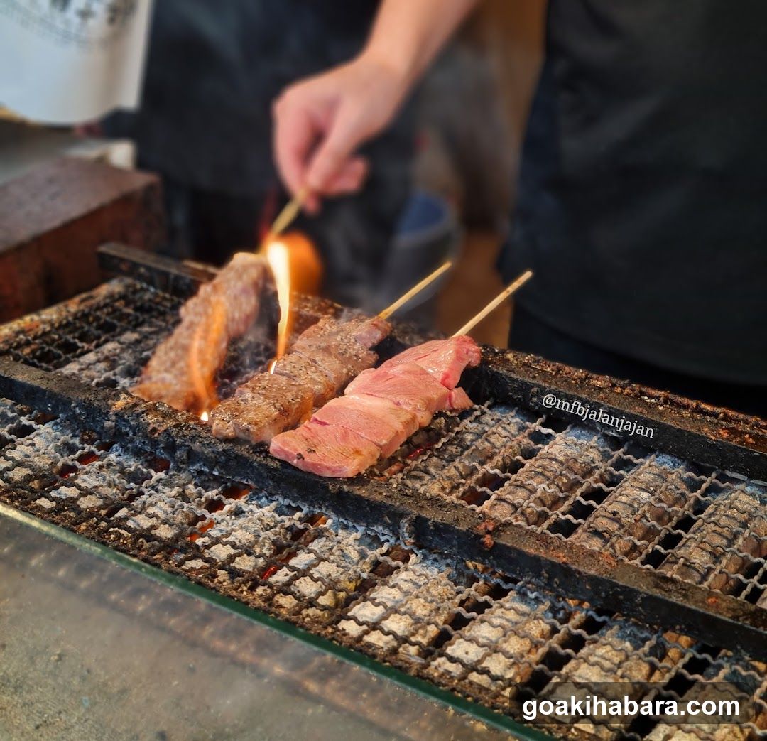 Grilled Skewers on Charcoal Grill
