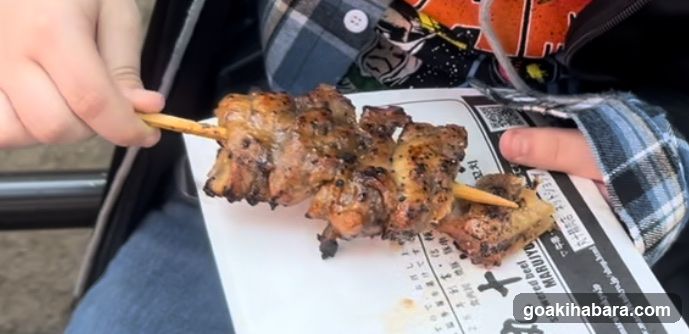 Grilled Meat Skewer on Printed Paper