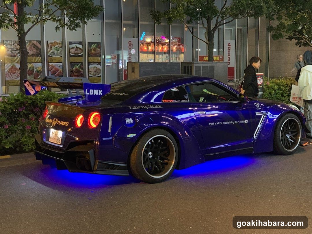 Blue Tuned Car at Night